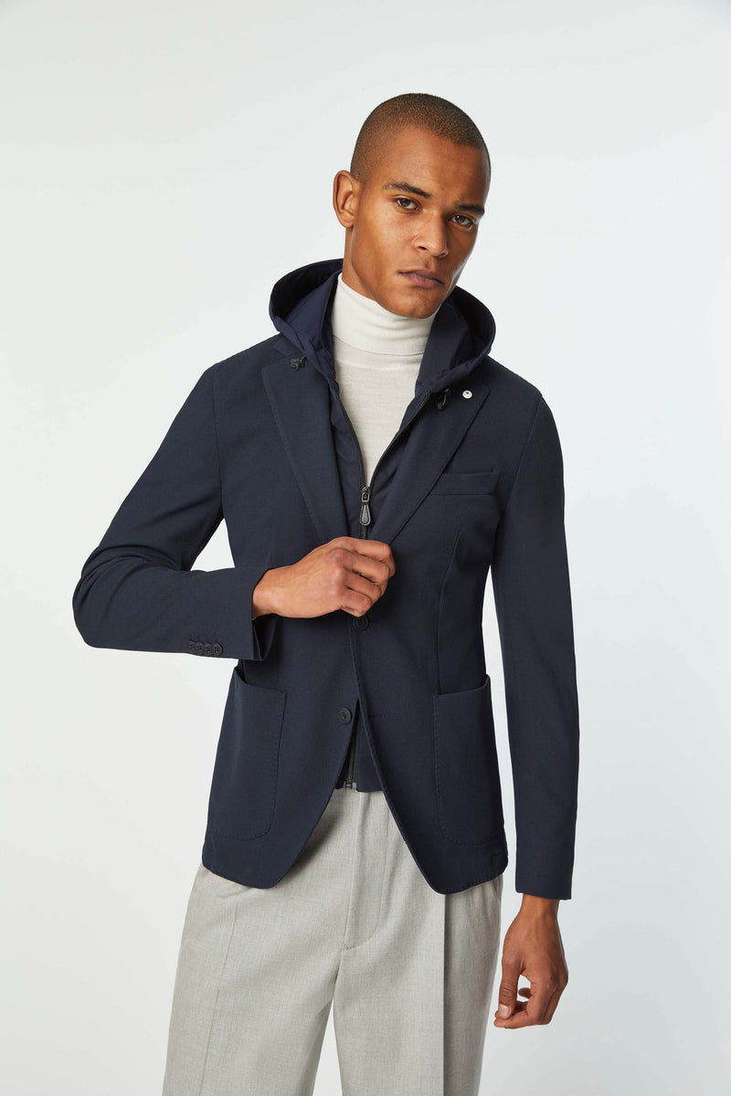 Lubiam Travel jacket con cappuccio blu Travel jacket con cappuccio blu