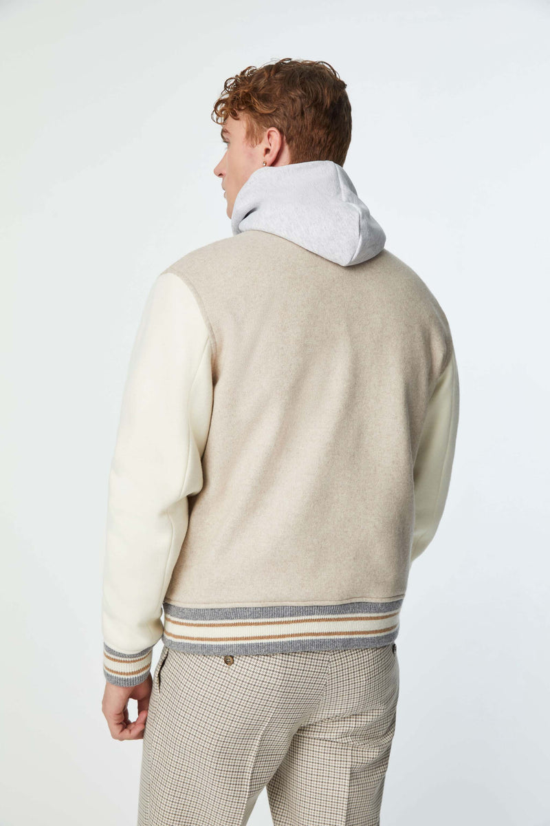 Jersey varsity jacket with patch