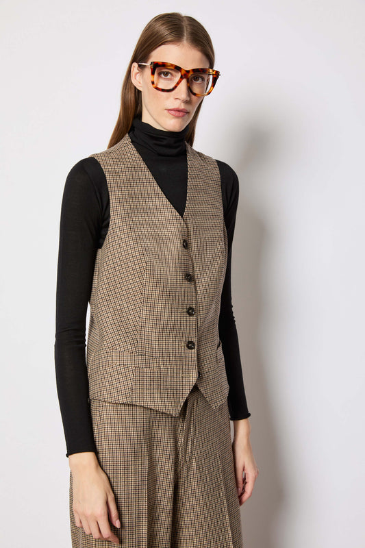 Gilet patterned houndstooth