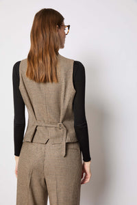 Gilet patterned houndstooth beige