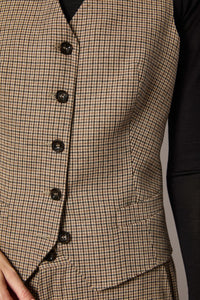 Gilet patterned houndstooth beige