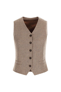Gilet patterned houndstooth beige