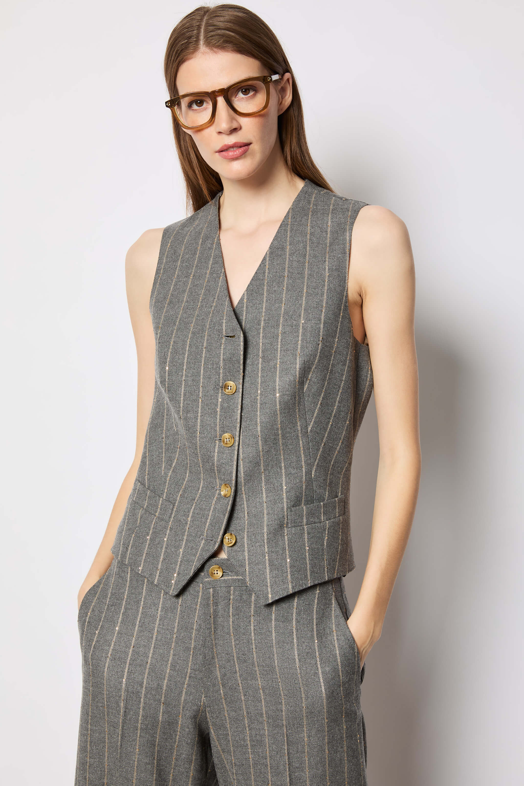 Smoke gray pinstripe vest