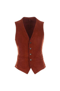 Garment-dyed mike waistcoat in sienna brick