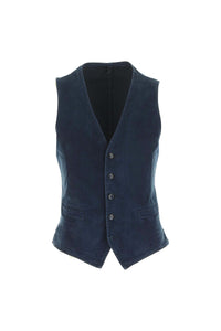 Garment-dyed mike waistcoat in blue blue