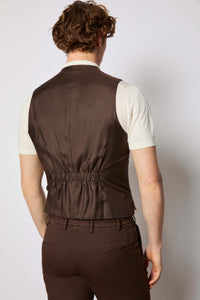 Single-breasted jersey vest - beige earth