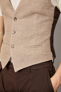 Single-breasted jersey vest - beige earth