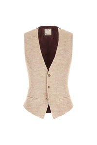 Single-breasted jersey vest - beige earth