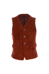 Garment-dyed army waistcoat in paprika orange brick