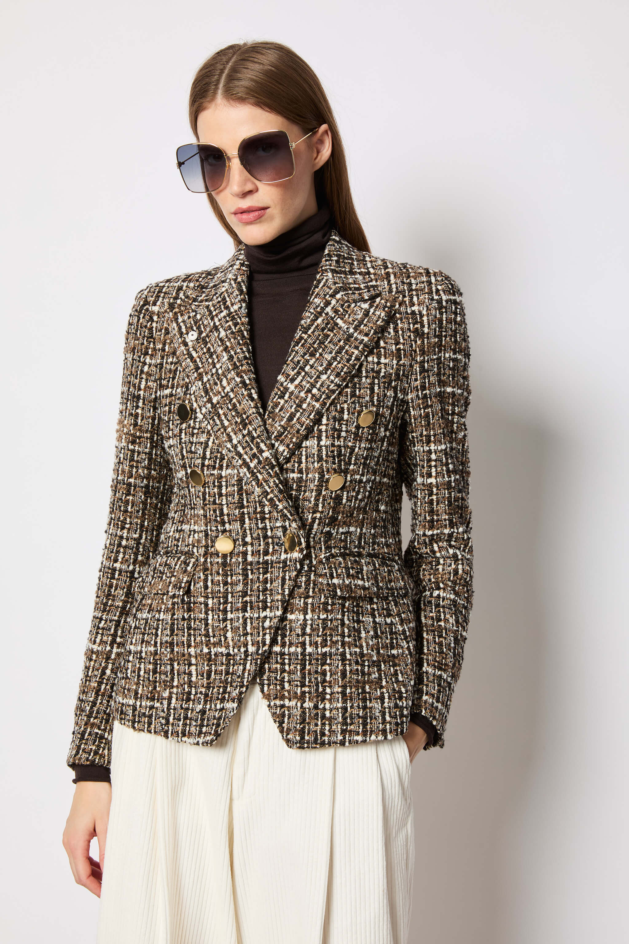 ILARIA double-breasted boucle tweed jacket