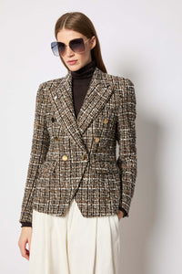 Ilaria double-breasted boucle tweed jacket black