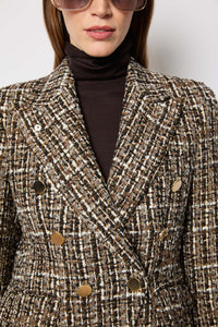 Ilaria double-breasted boucle tweed jacket black