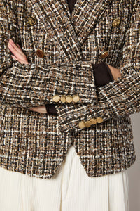 Ilaria double-breasted boucle tweed jacket black