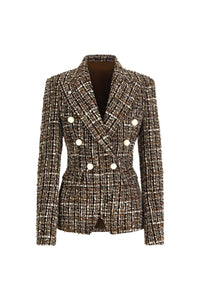 Ilaria double-breasted boucle tweed jacket black