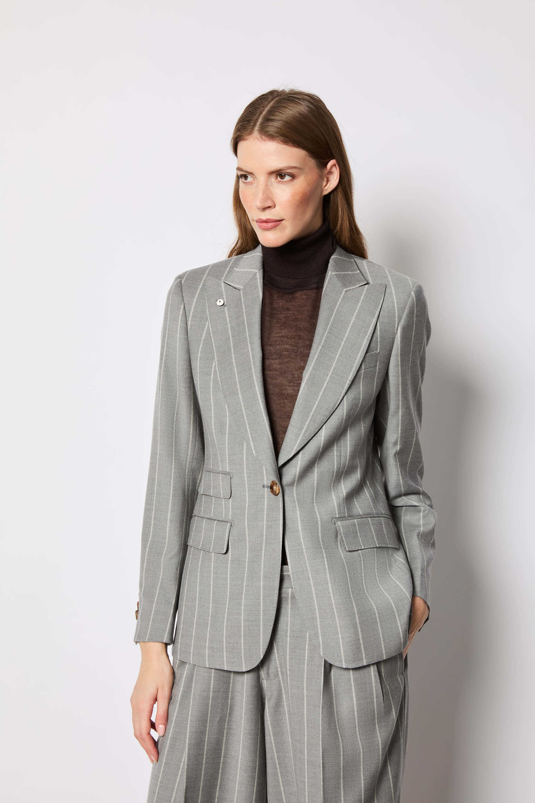 Laura jacket light gray pinstripe melange