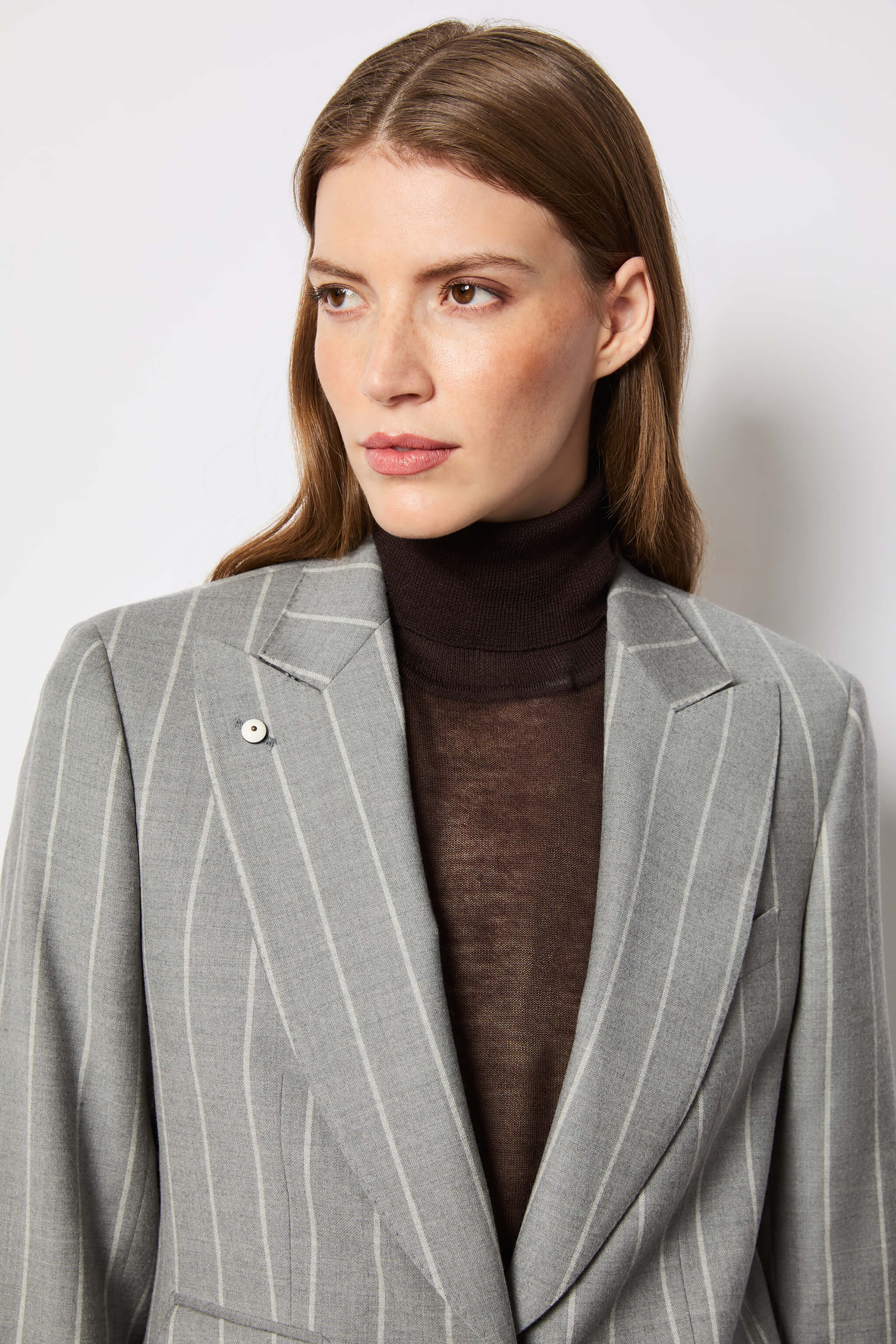 Laura jacket light gray pinstripe melange