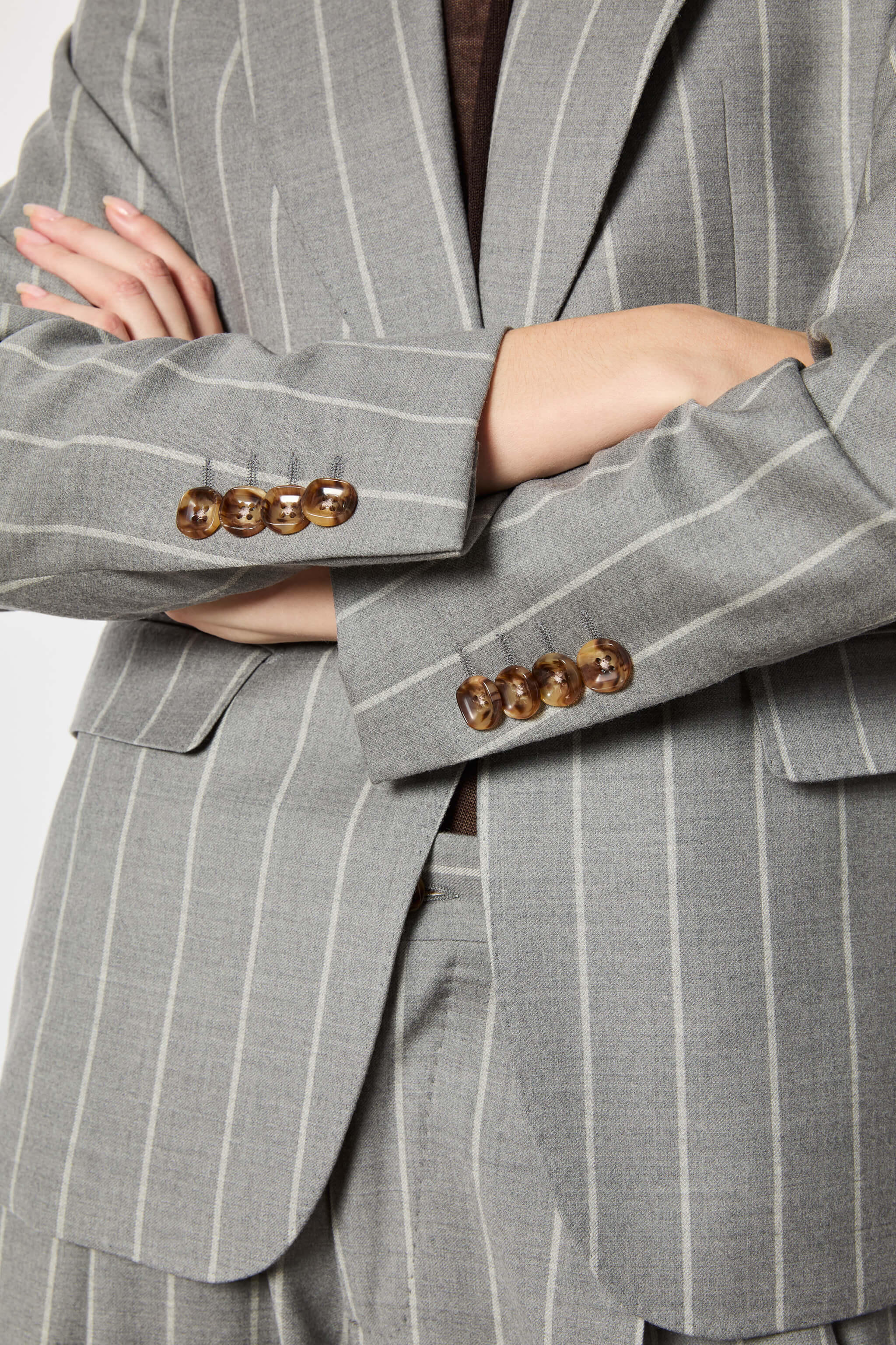 Laura jacket light gray pinstripe melange