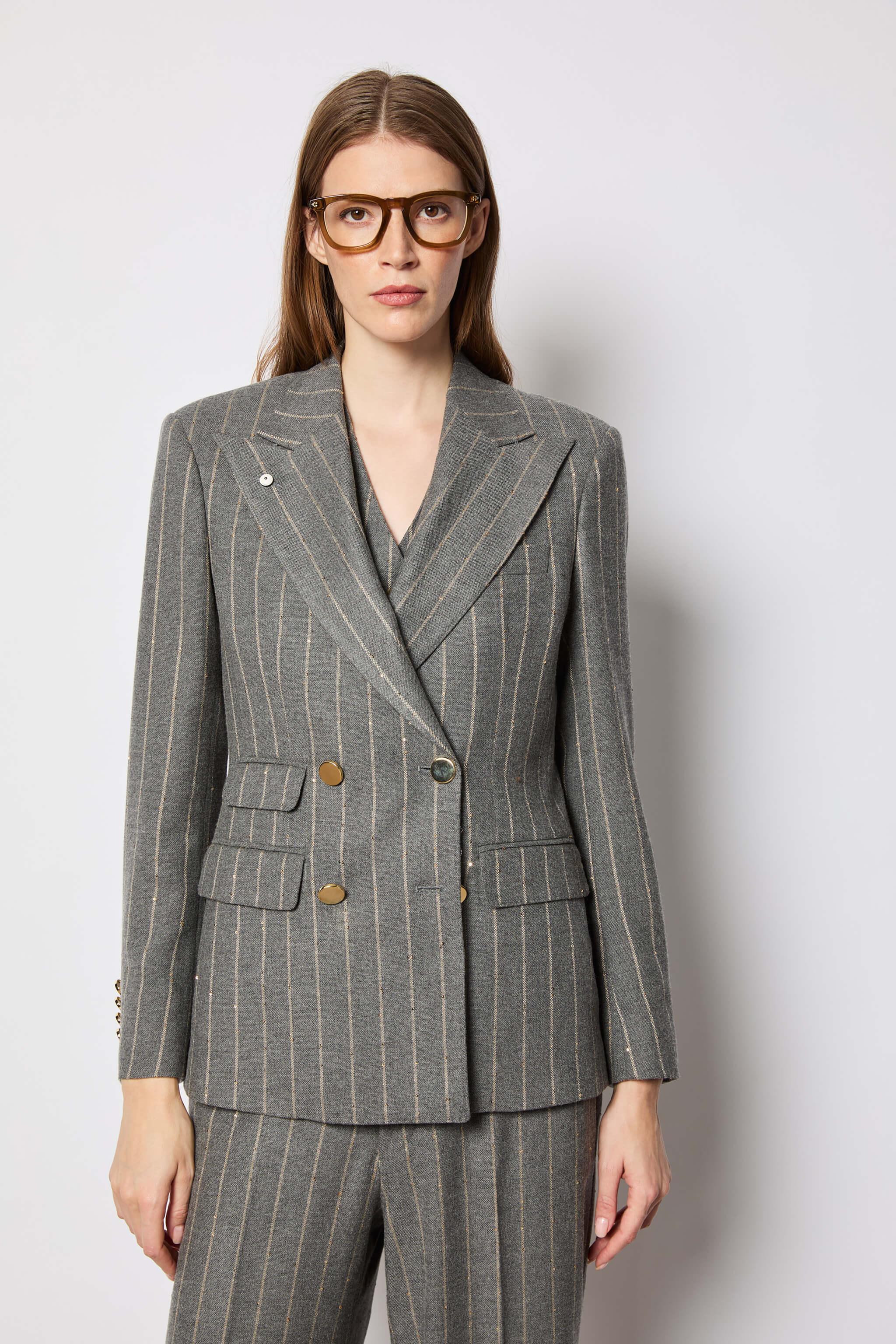 Smoke gray pinstripe Elena jacket