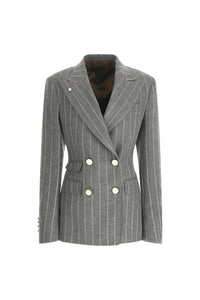 Smoke gray pinstripe elena jacket medium gray