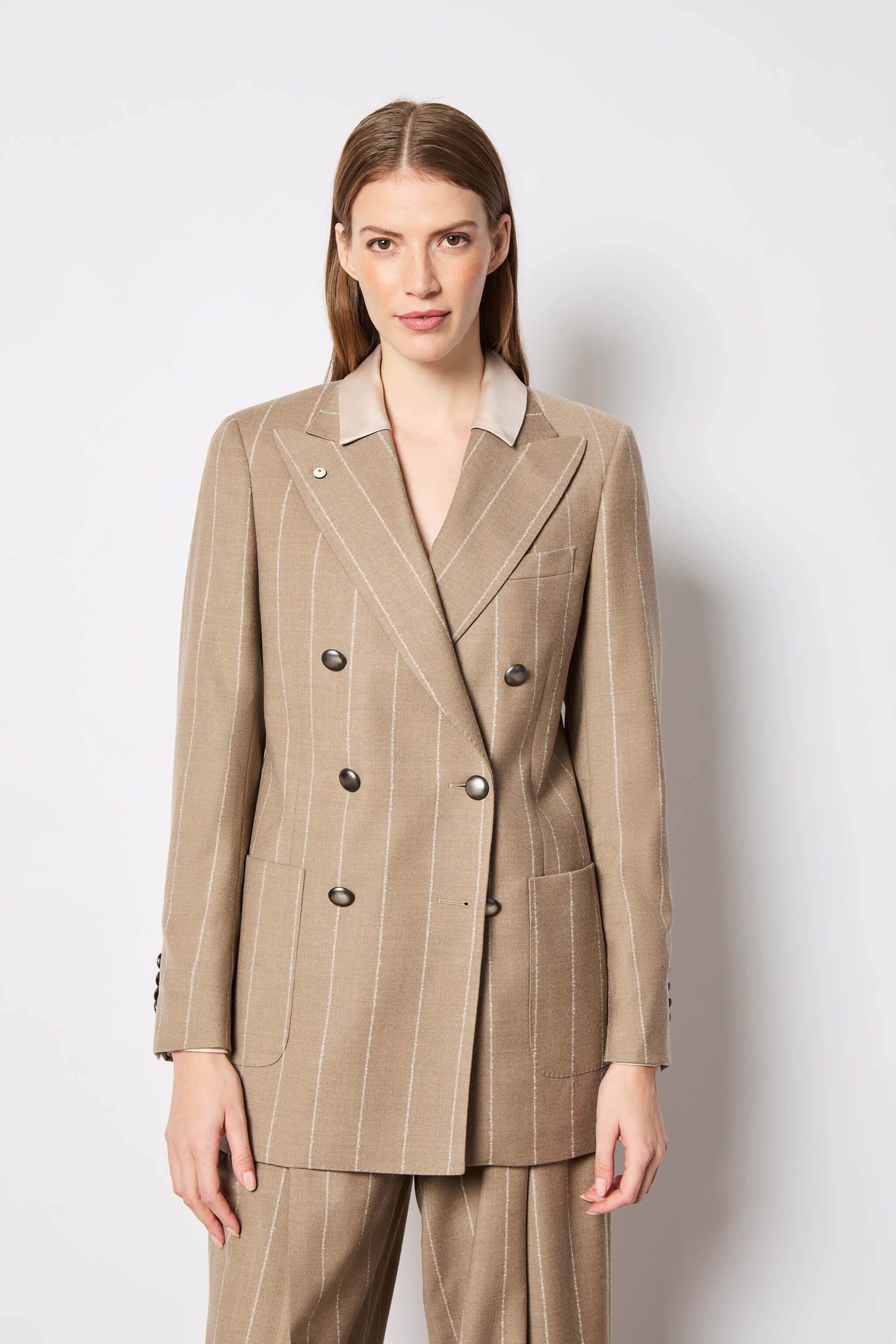 Claudia jacket hazelnut pinstripe