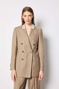 Claudia jacket hazelnut pinstripe beige