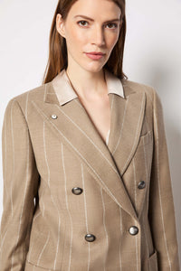 Claudia jacket hazelnut pinstripe beige