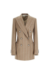 Claudia jacket hazelnut pinstripe beige