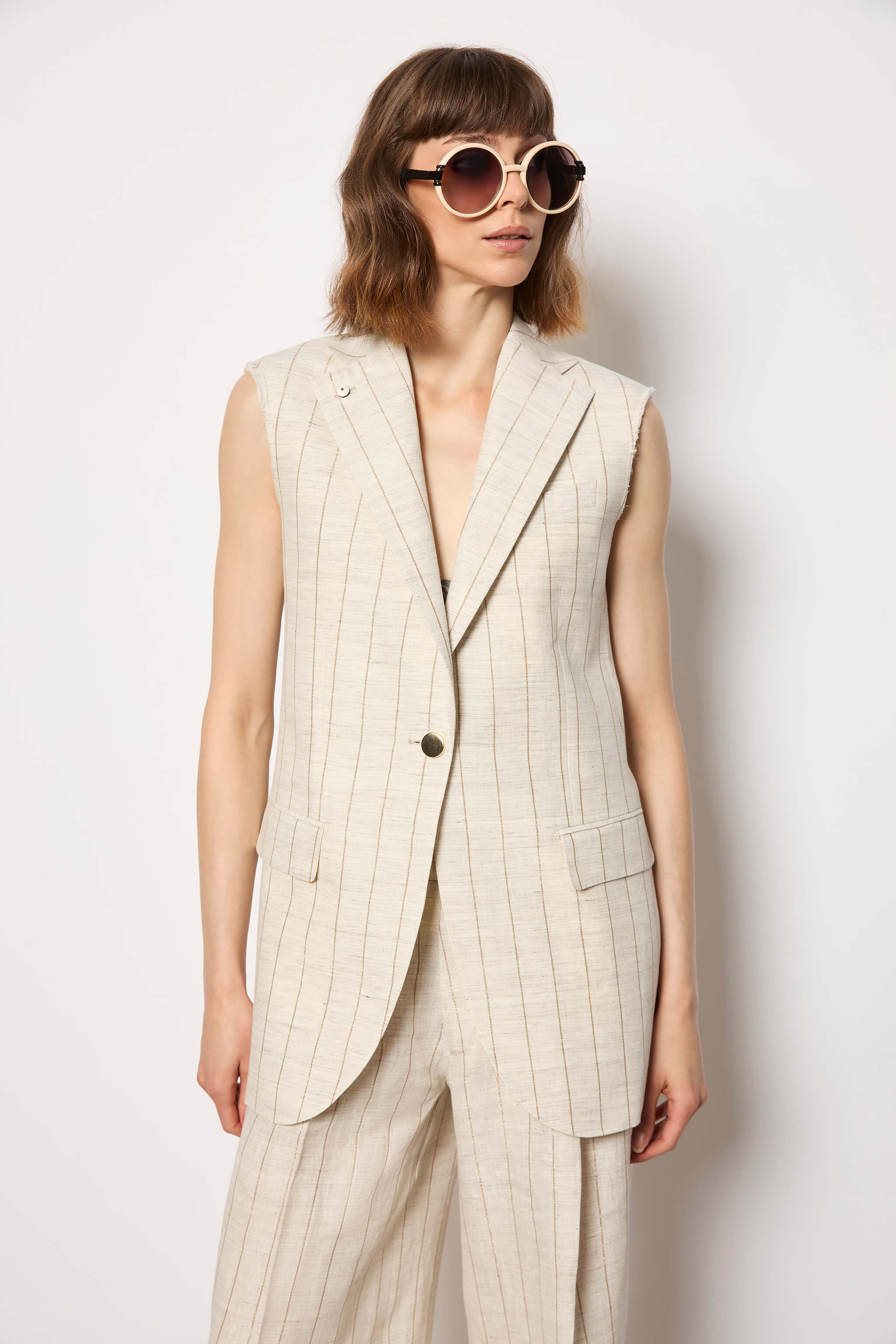 LIDIA vest untreated - ivory
