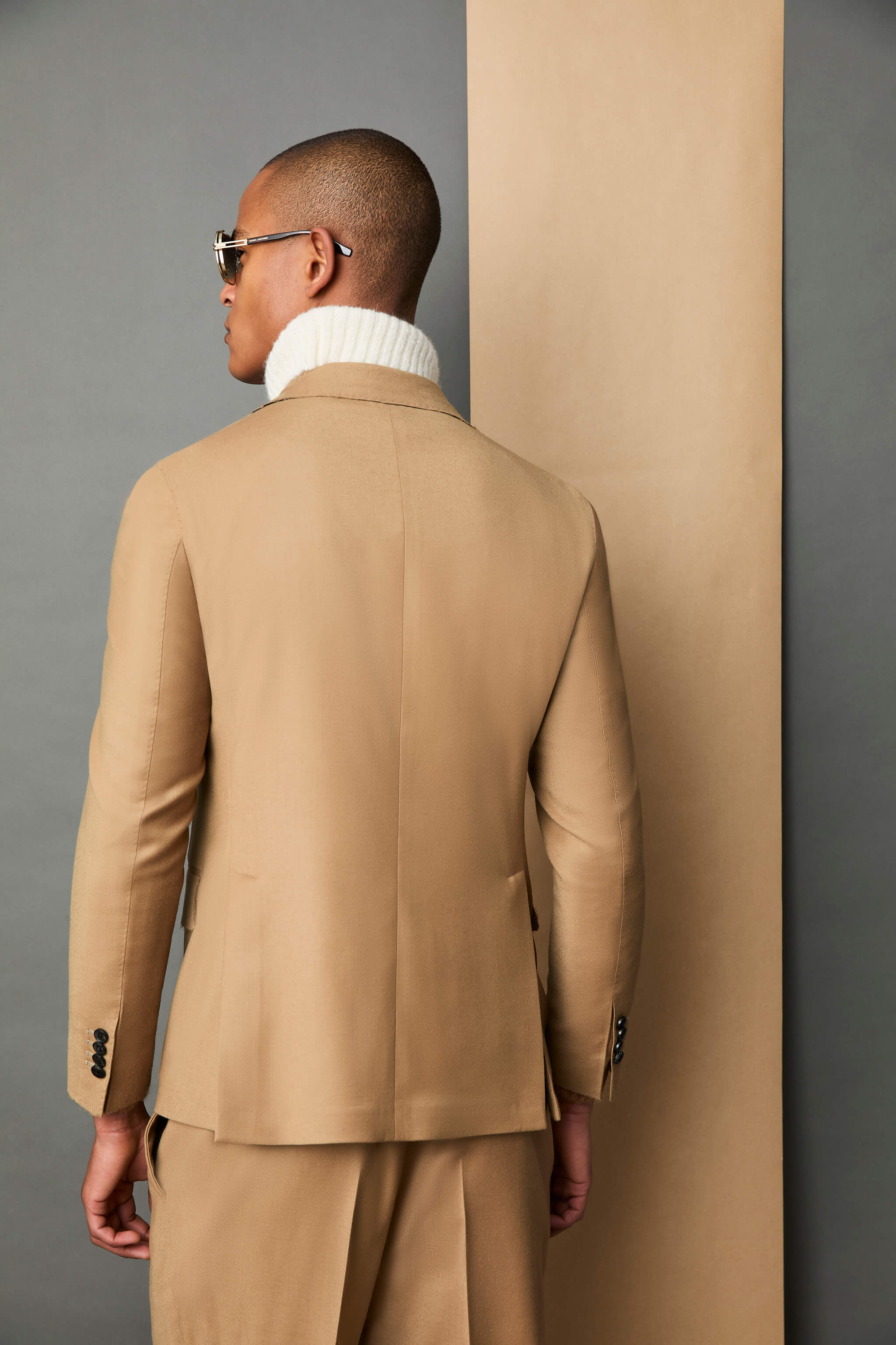 ETHAN raw-hem jacket in camel