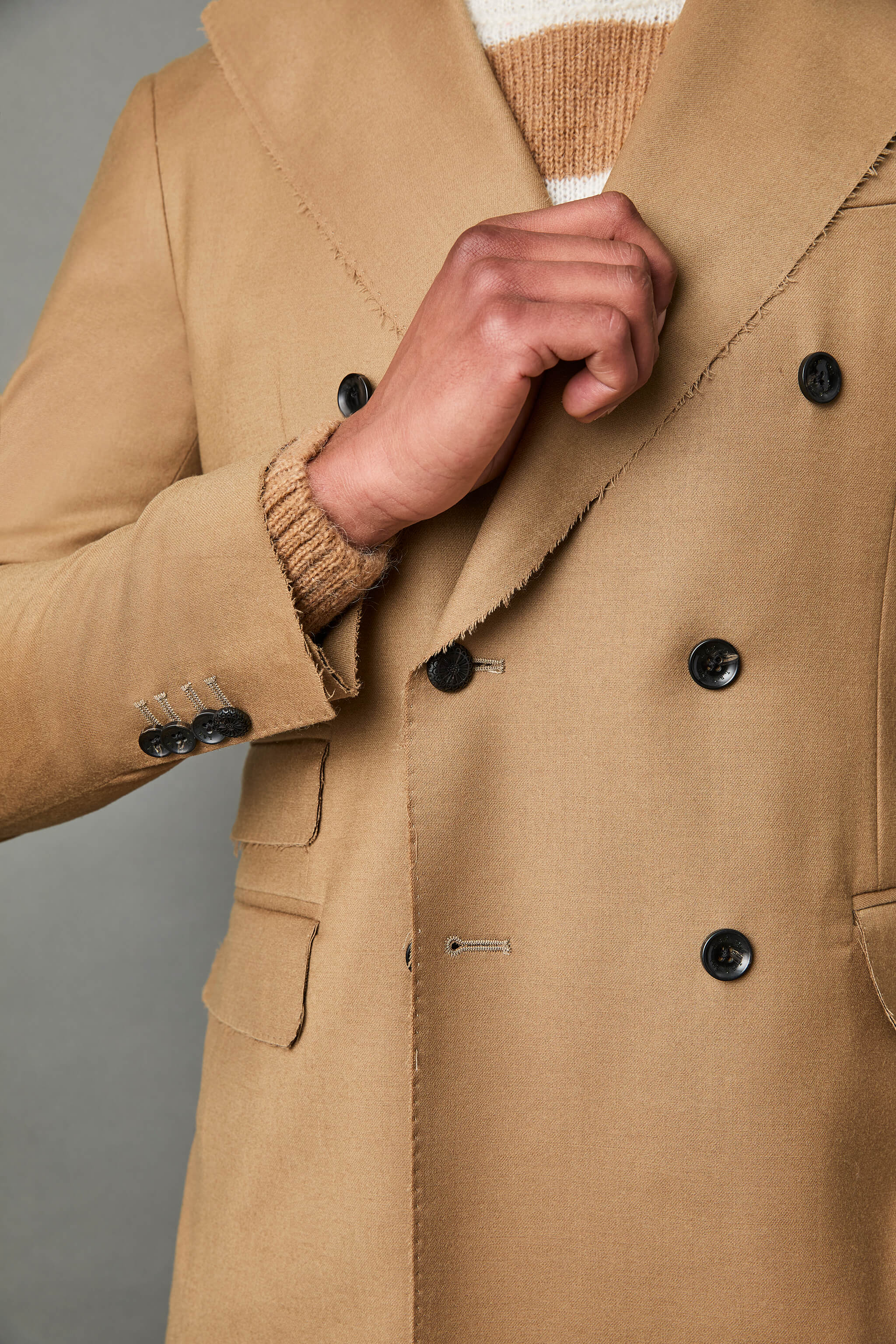 ETHAN raw-hem jacket in camel