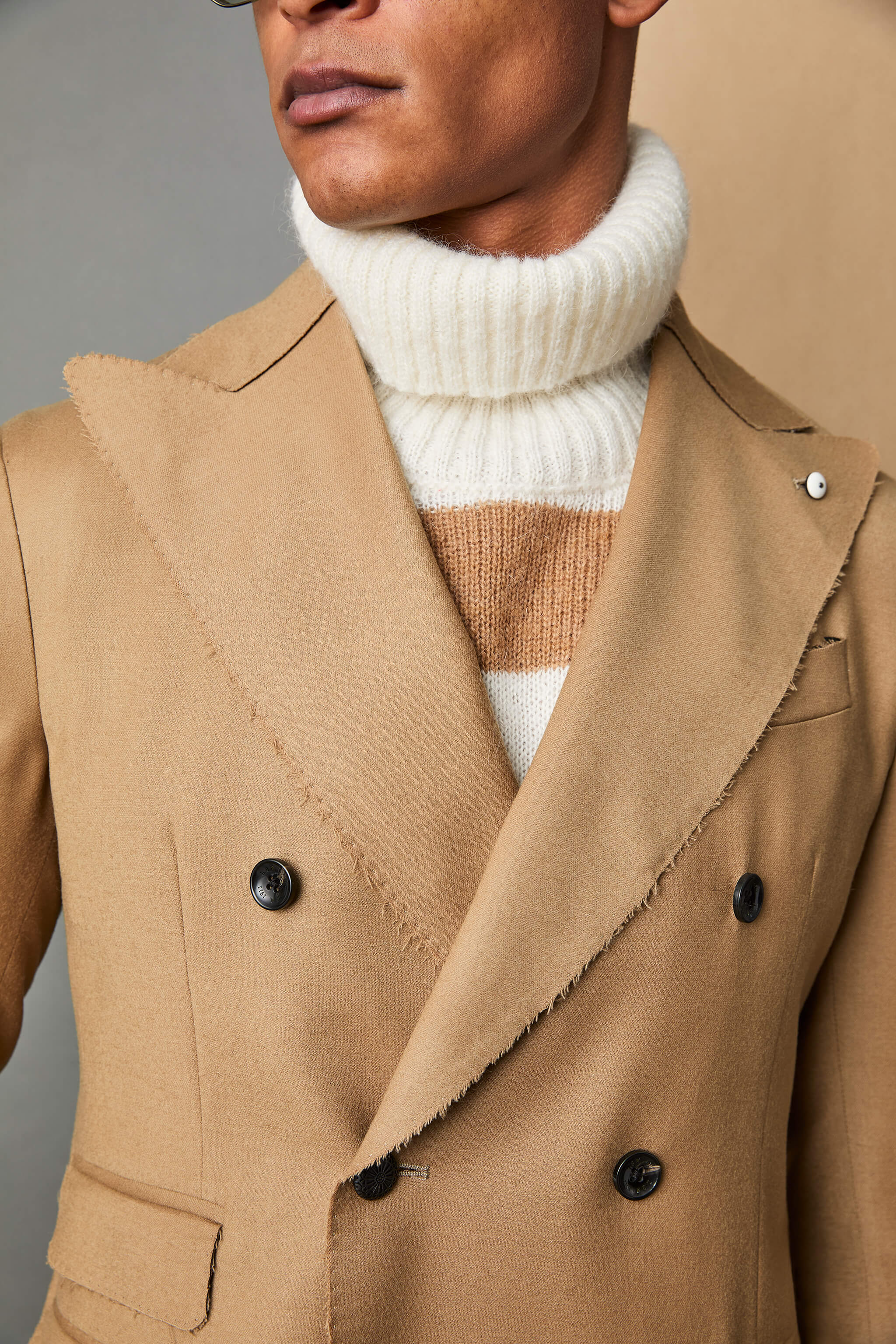 ETHAN raw-hem jacket in camel