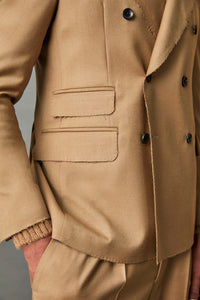 Ethan raw-hem jacket in camel earth