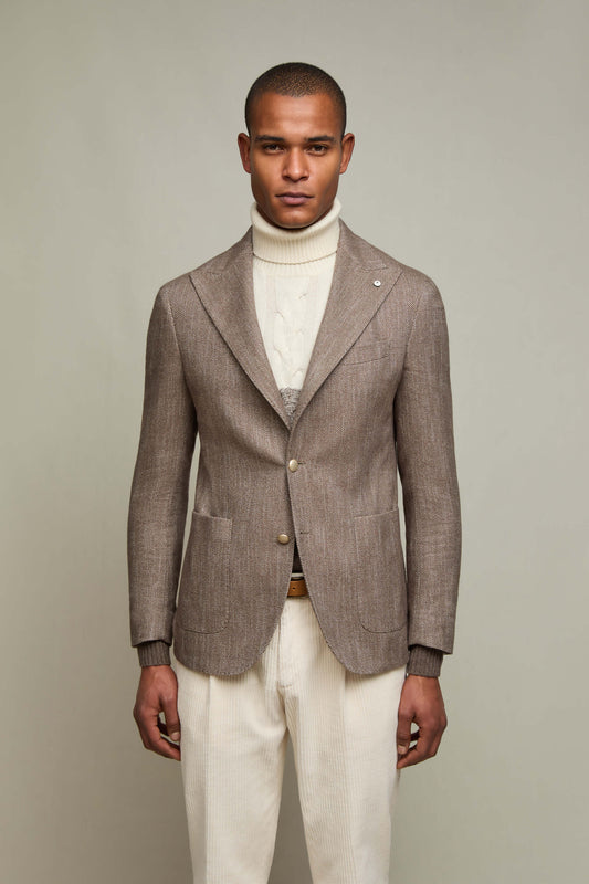 STEVE cotton blazer in mud taupe