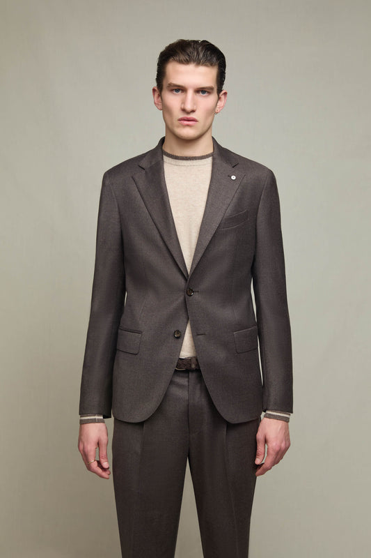 JAMES stretch-wool blazer in dark brown