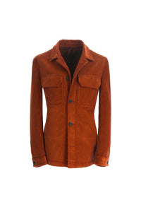 Garment-dyed overshirt in rust brick