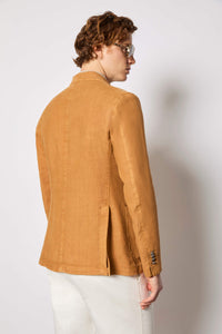 Garment-dyed double-breasted tom jacket - ochre earth