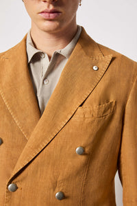 Garment-dyed double-breasted tom jacket - ochre earth