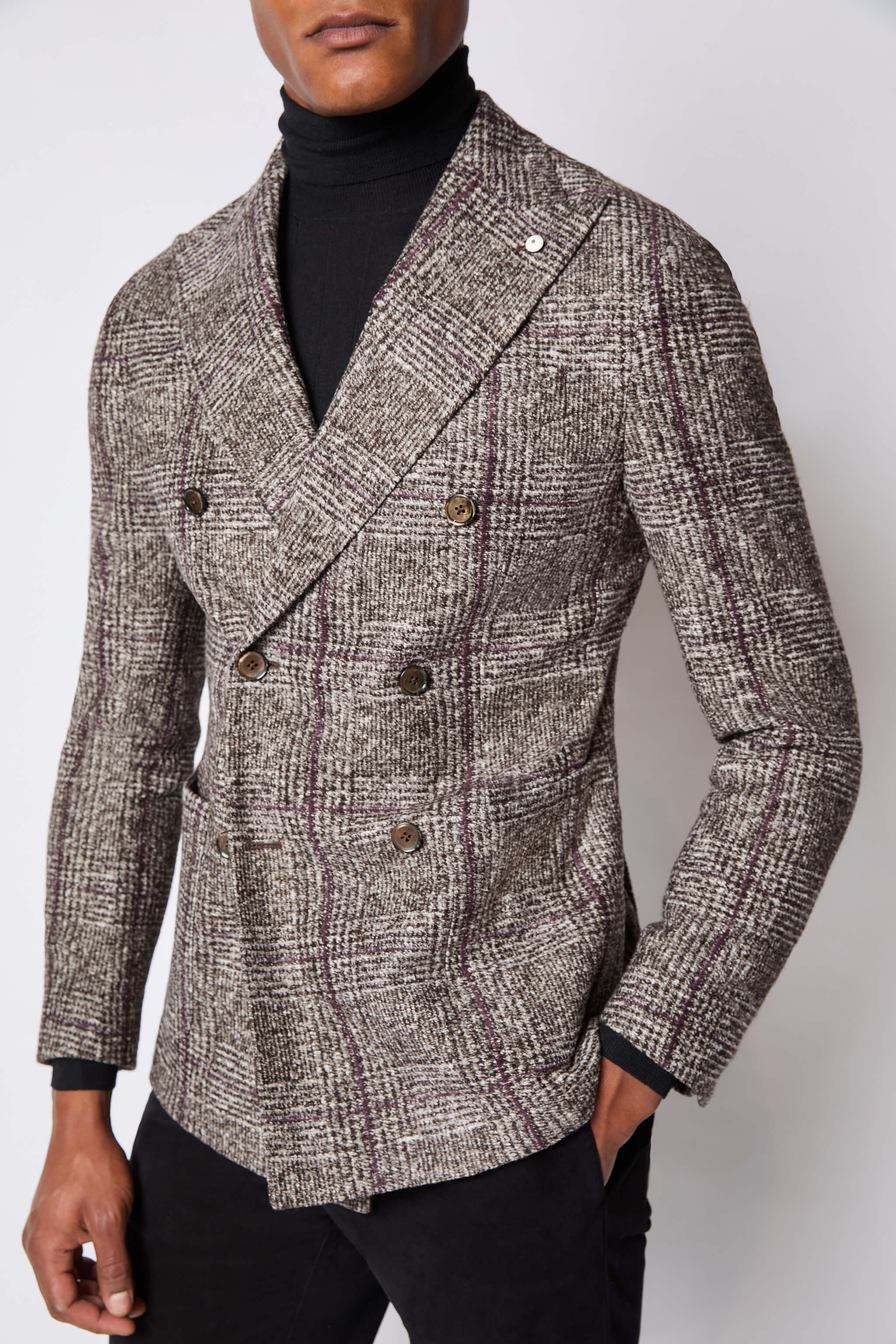 Giacca TOM doppiopetto in jersey marrone