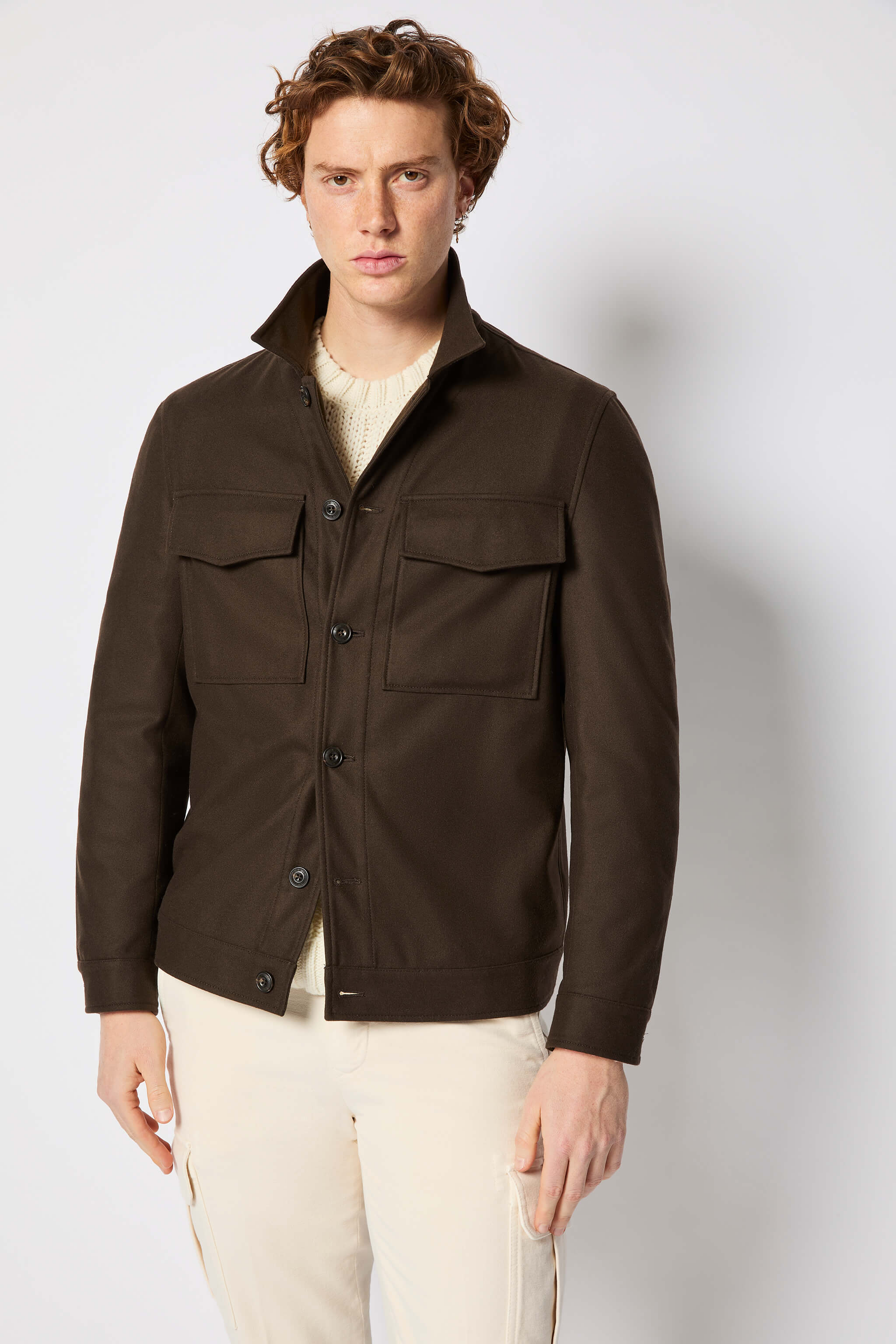 Overshirt Kiton - Laine Vierge Marron Foncé - Taille Slim 15.5/39 - Neuf Avec étiquettes