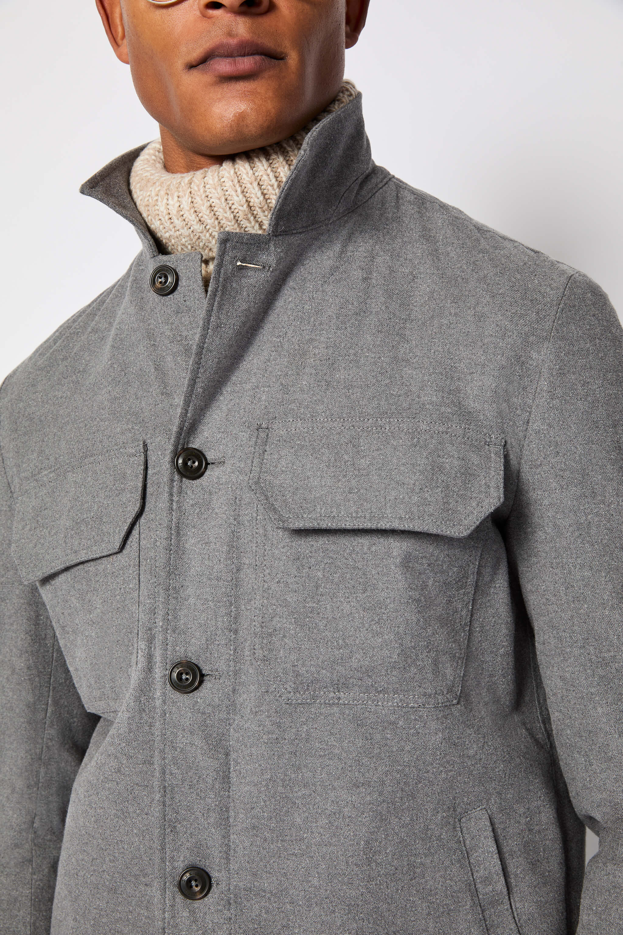 Overshirt grigio chiaro melange