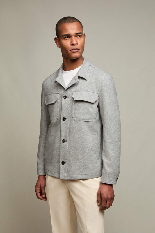 Wool overshirt in light gray mèlange