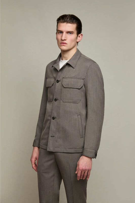 Wool overshirt in mud gray