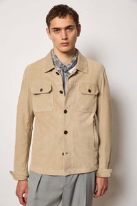 Overshirt in pelle beige terra