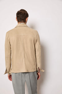 Overshirt in pelle beige terra