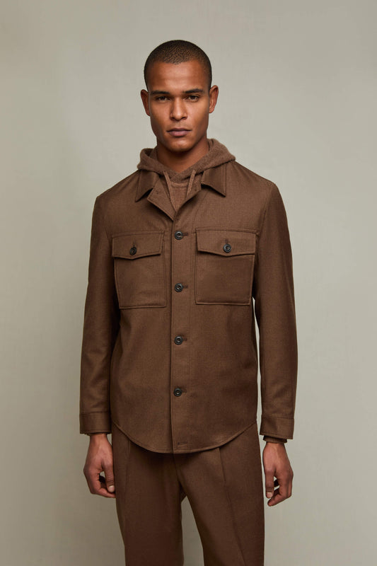 Wool overshirt in dark brown