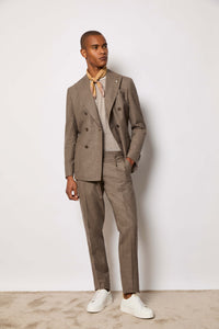 Double-breasted tom suit untreated - taupe brown