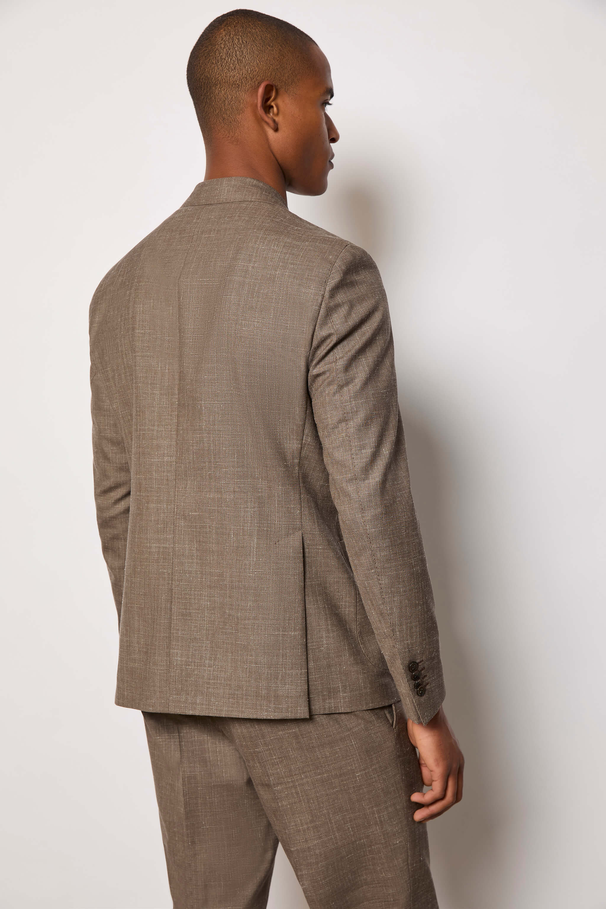Double-breasted Tom suit untreated - taupe