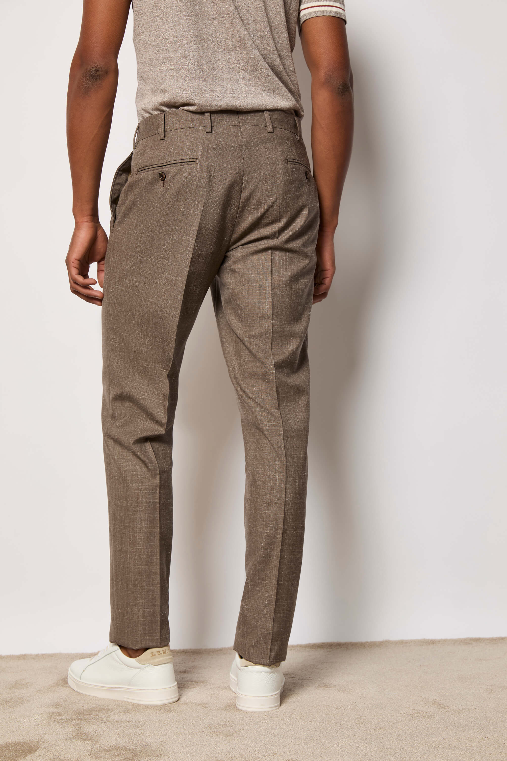 Double-breasted Tom suit untreated - taupe