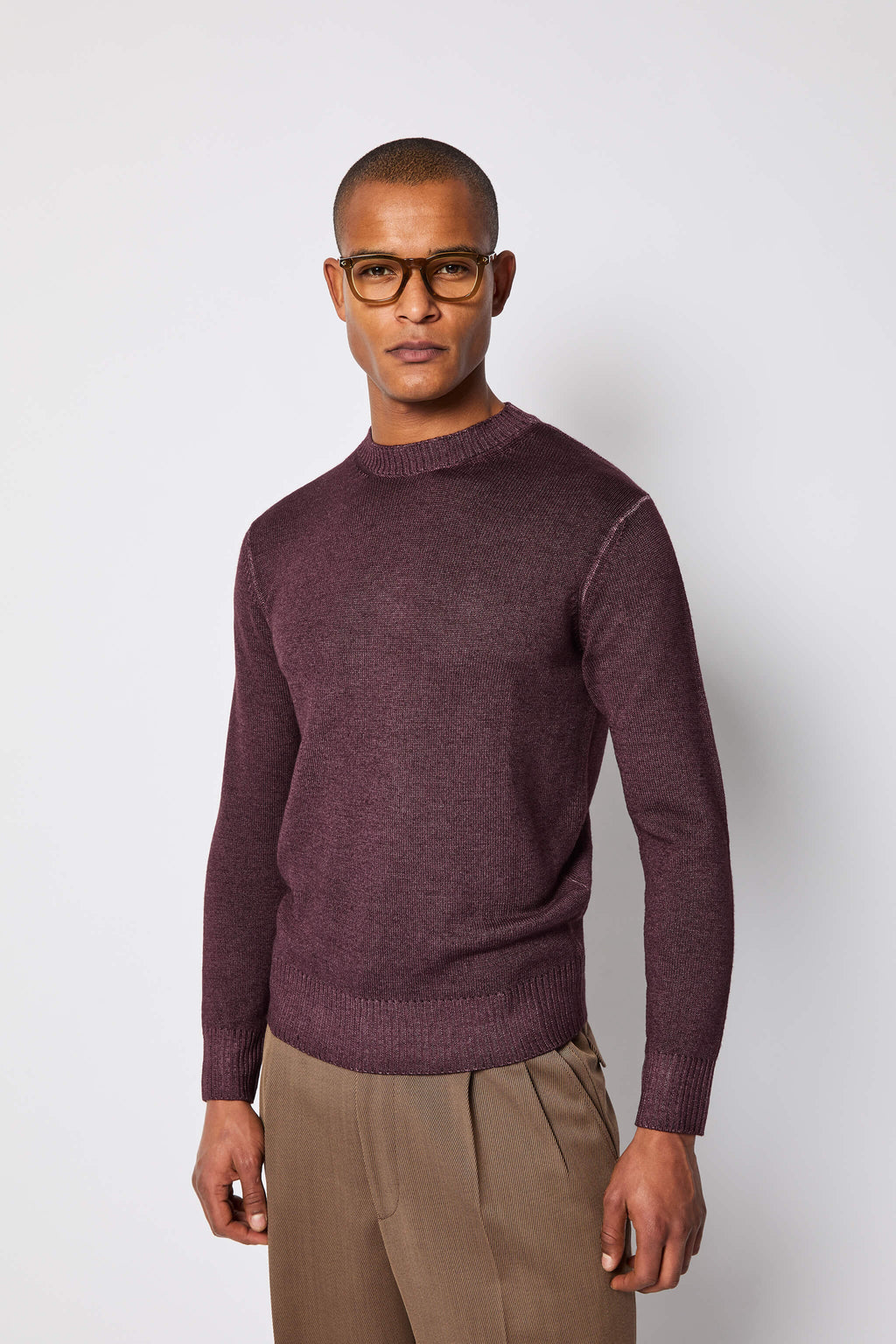 Maglia girocollo bordeaux tinto capo
