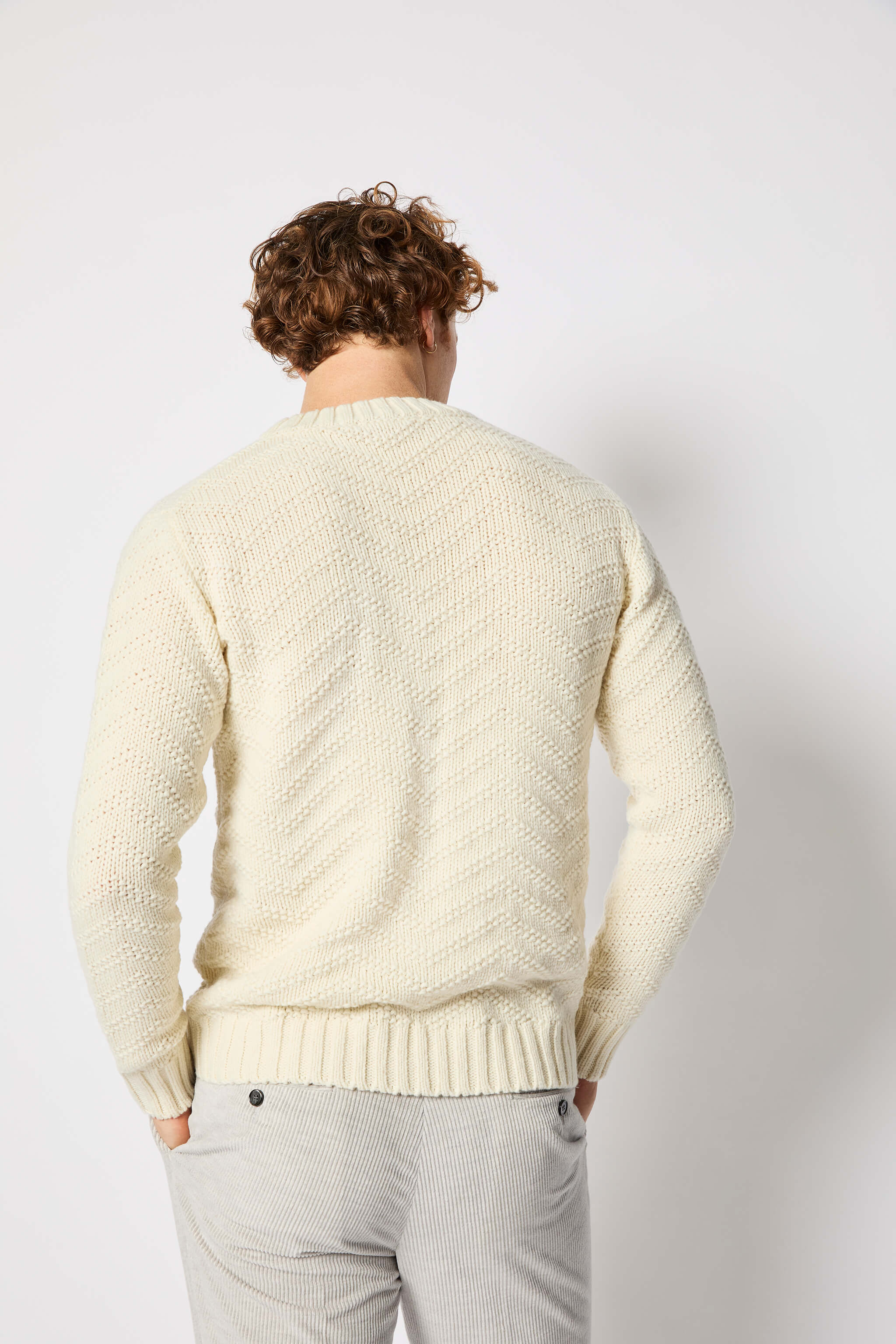 Ivory white cable knit crewneck